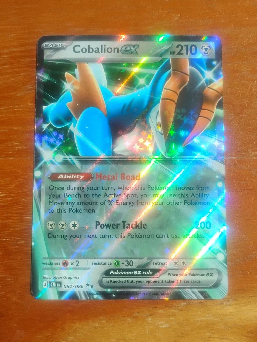 Mint 2026 Holo Cobalion EX Mega Evolutions Chaos Rising Pokemon Card